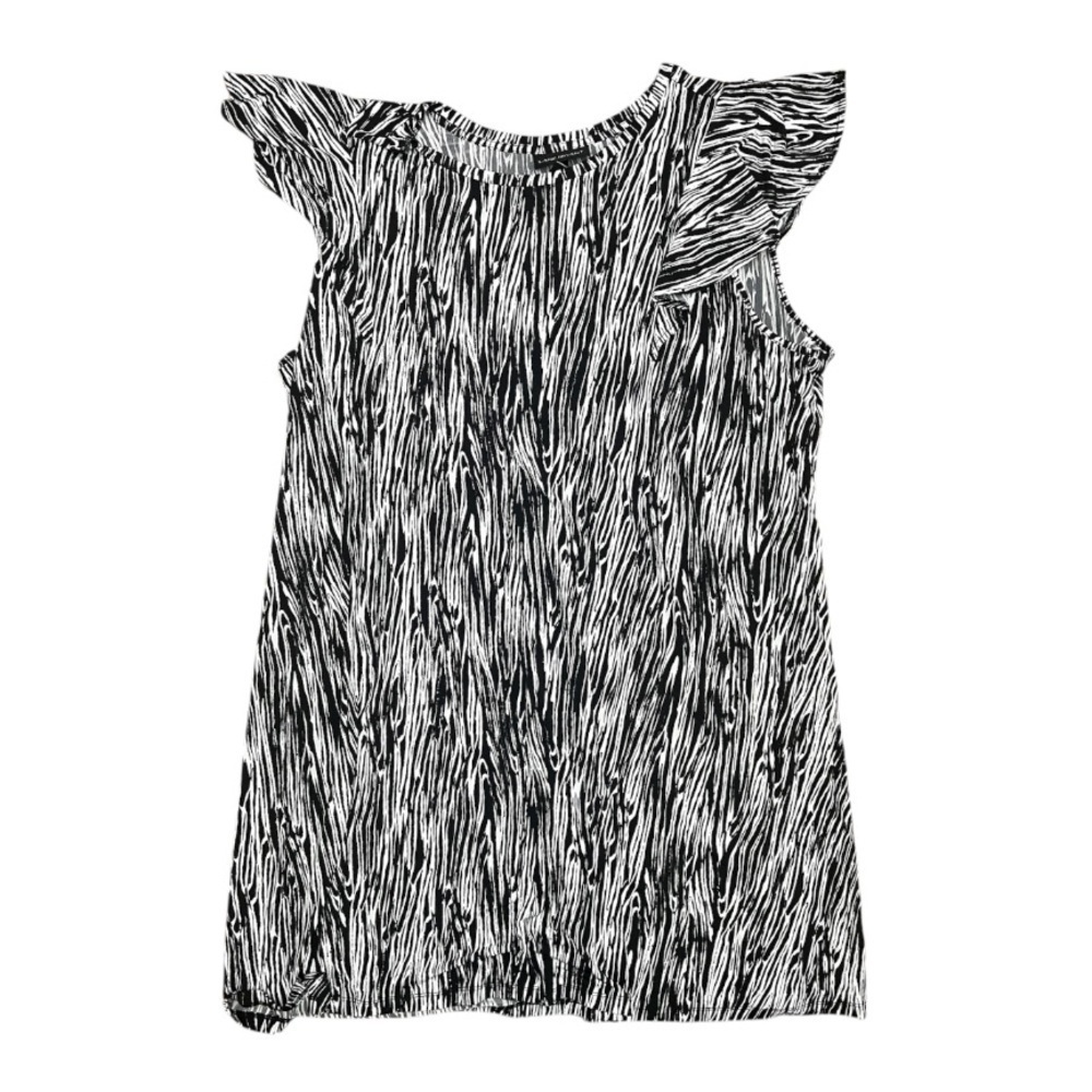 Lane Bryant Abstract Stripe A-Line Flutter Sleeve Boat Neck Black White Dress 26